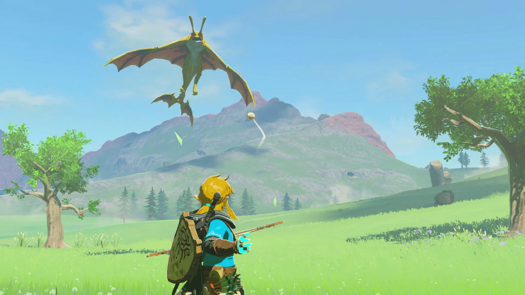 video game characters, The Legend of Zelda, The Legend of Zelda: Breath of the  Wild, cemu, screen shot, video game art, fire, trees, grass, sky, wands