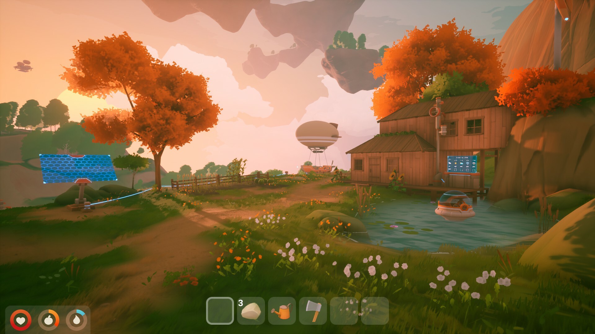 Solarpunk is a co-op 'cozy survival game' set in a world of airships and  floating islands
