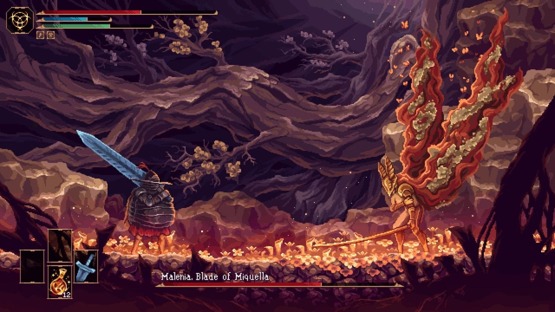Image of the game elden ring with the character malenia