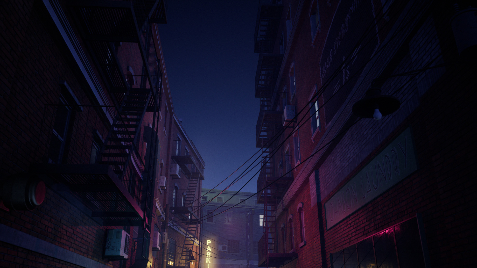 Wallpaper ID 817034  night photography street alleyway graffiti  1080P building reflection city stairs free download