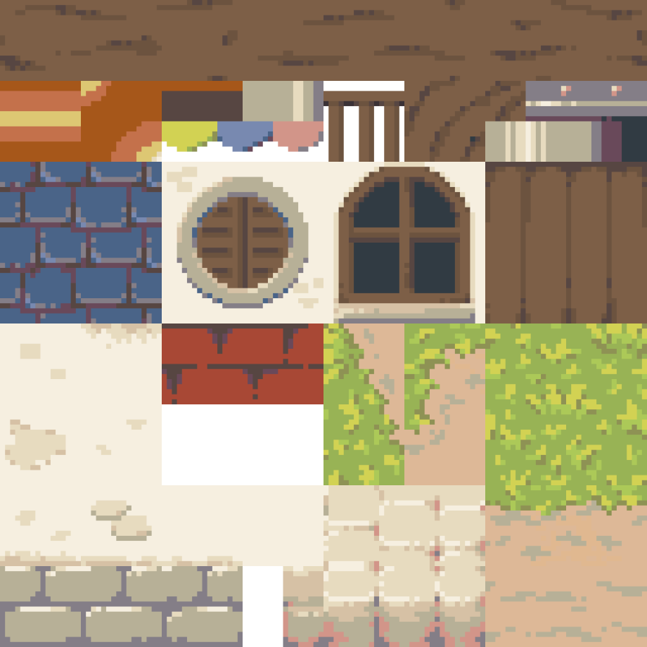 Tiles 2d. Sprytile. Pixel Art Tileset. Tilemap.