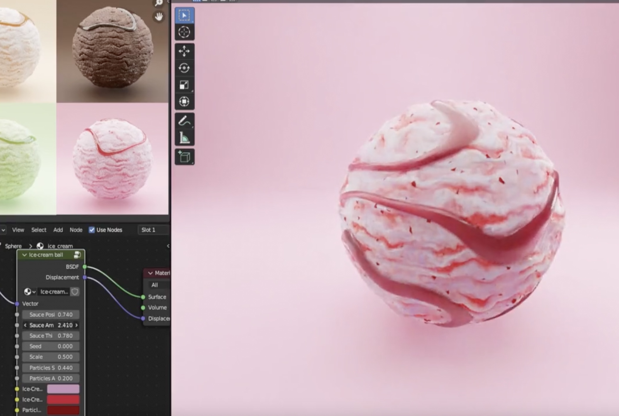 Mouthwatering Procedural Ice Cream Material Made in Blender