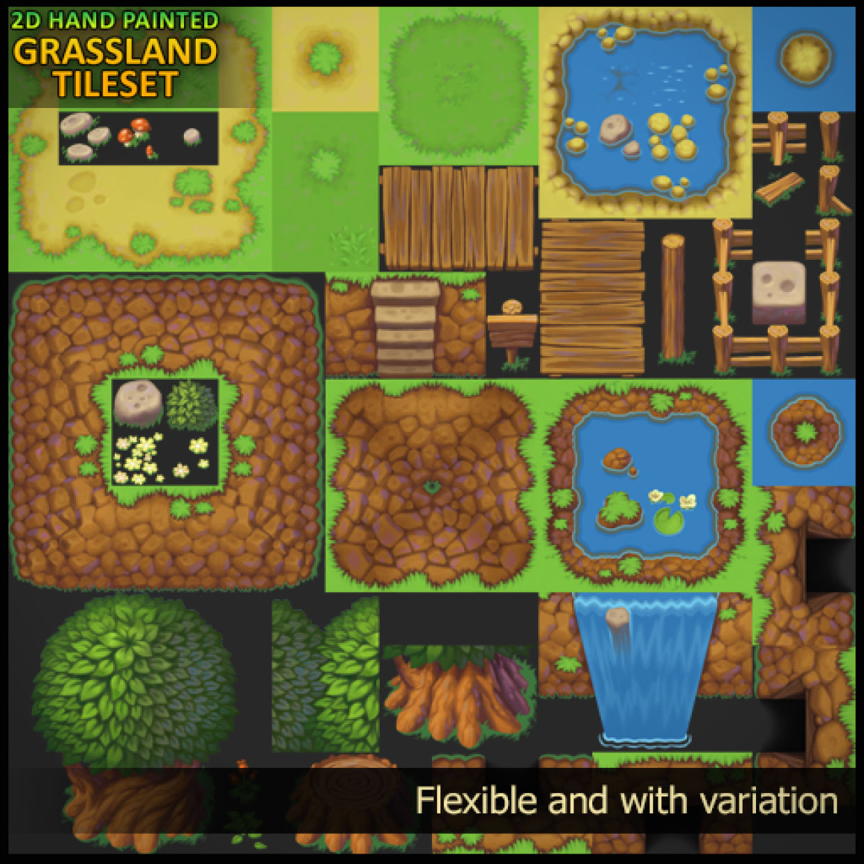 Grassland Top Down Tileset Pixel Art Download 