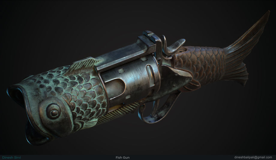 Check Out This Fish Gun Made in ZBrush, Maya & Substance 3D Painter
