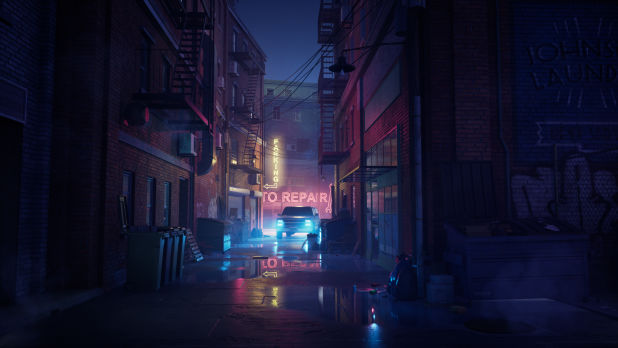 Lighting Exercise In Ue4 Night Time Alleyway With Neon Signs