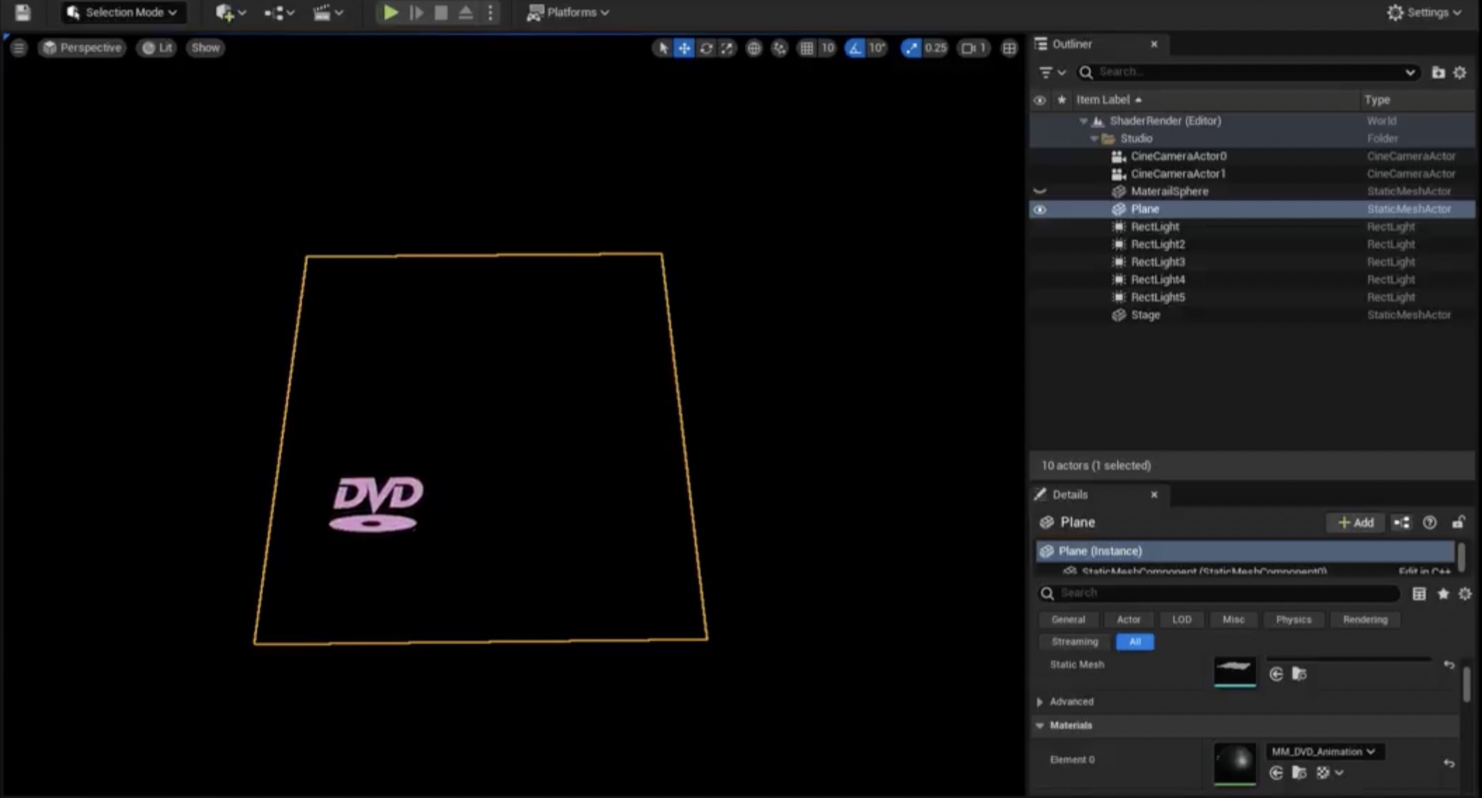 Bouncing DVD Logo Animation Set Up in Unreal Engine 5