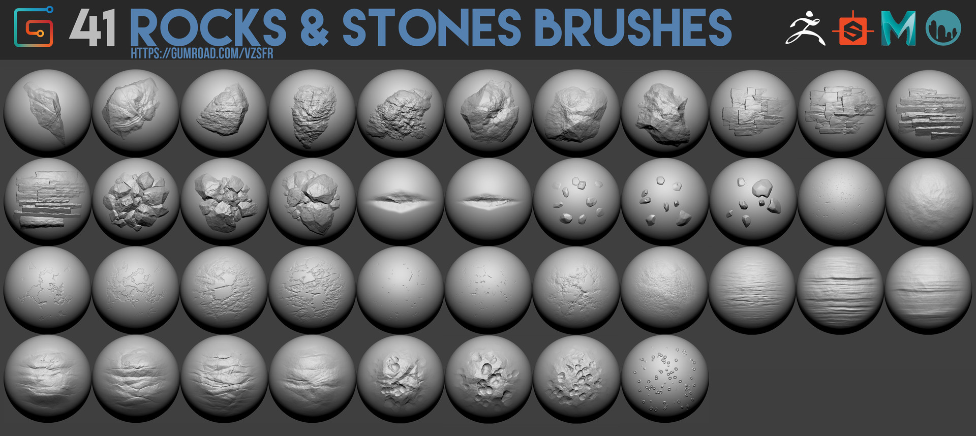 gumroad zbrush 200+ alphas block out hard surface