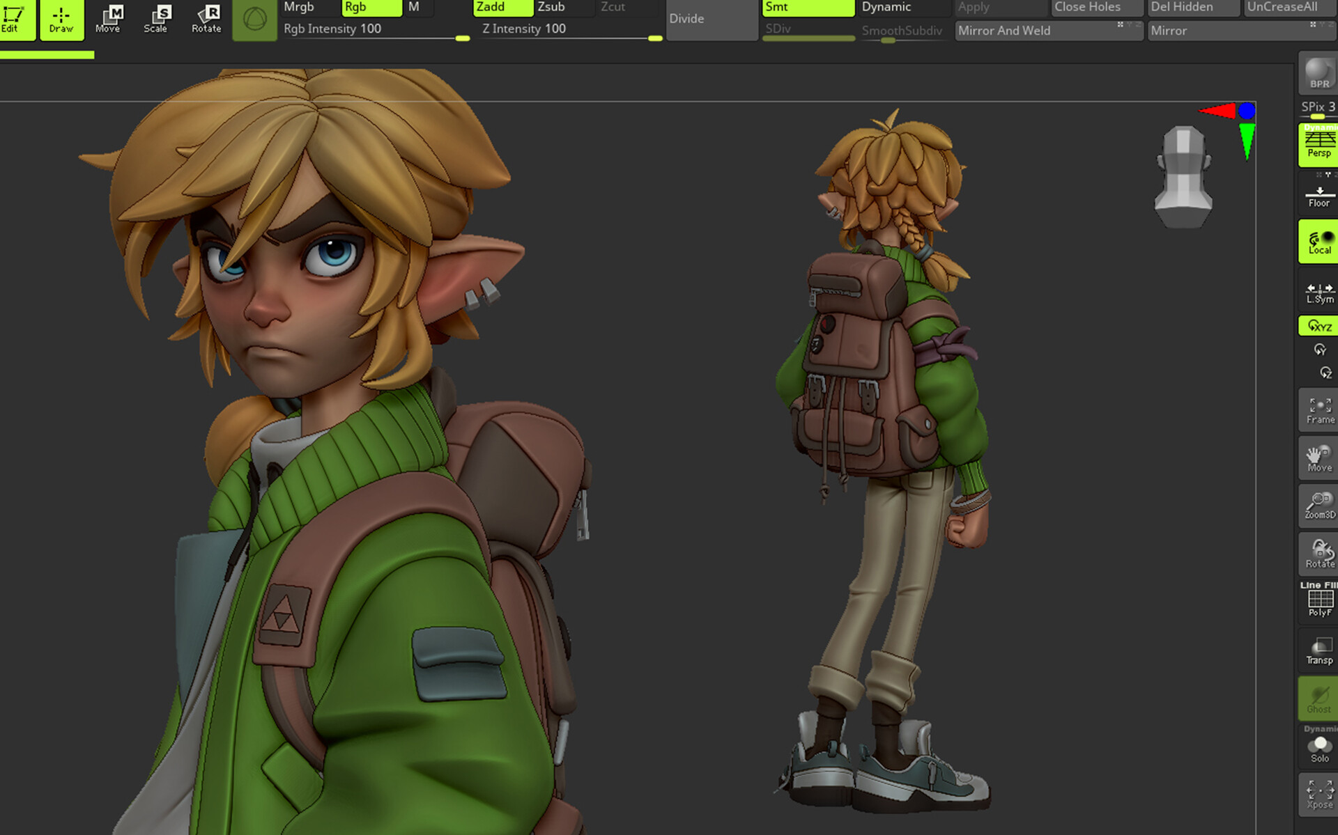 My updated version of Zelda: Link's Awakening : r/ZBrush