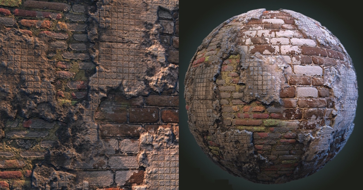 old red brick wall made in zbrush substance designer_1