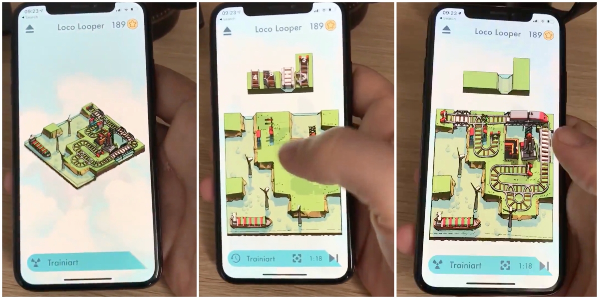 A Train-Building Game for iPhone with a Cool Holographic Effect