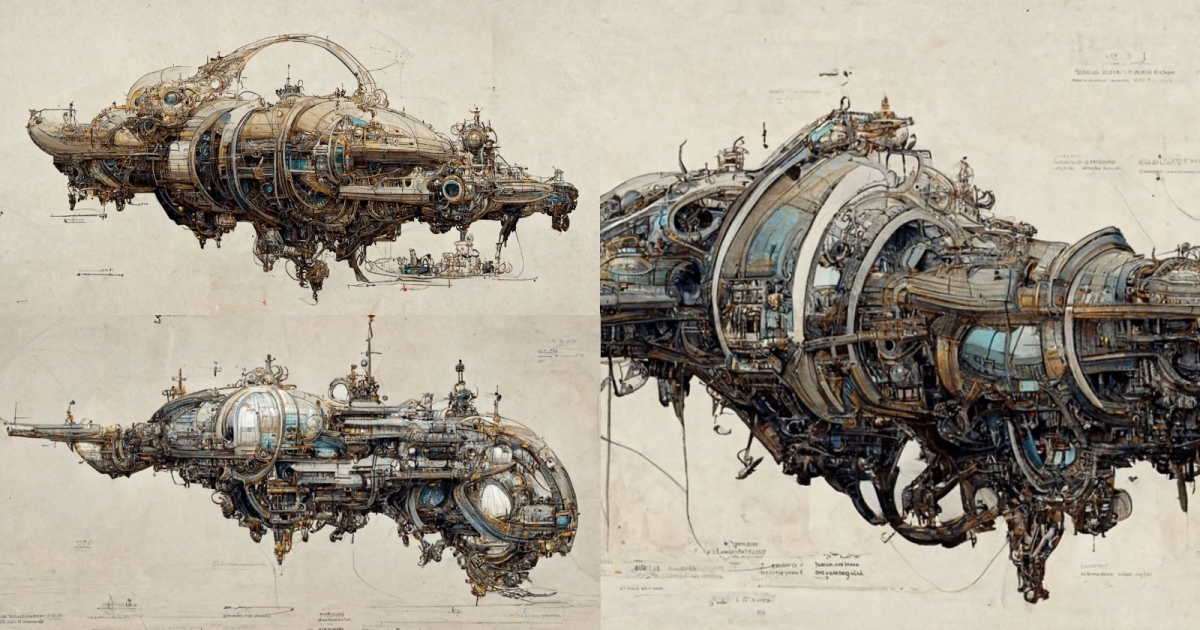 Spaceship Blueprints Generated By Midjourney S Ai In Blueprints | My ...