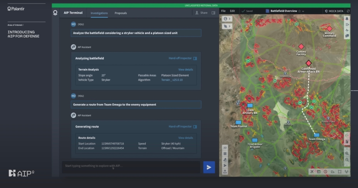 Palantir's AI Enables Planning of Defense and War Strategies