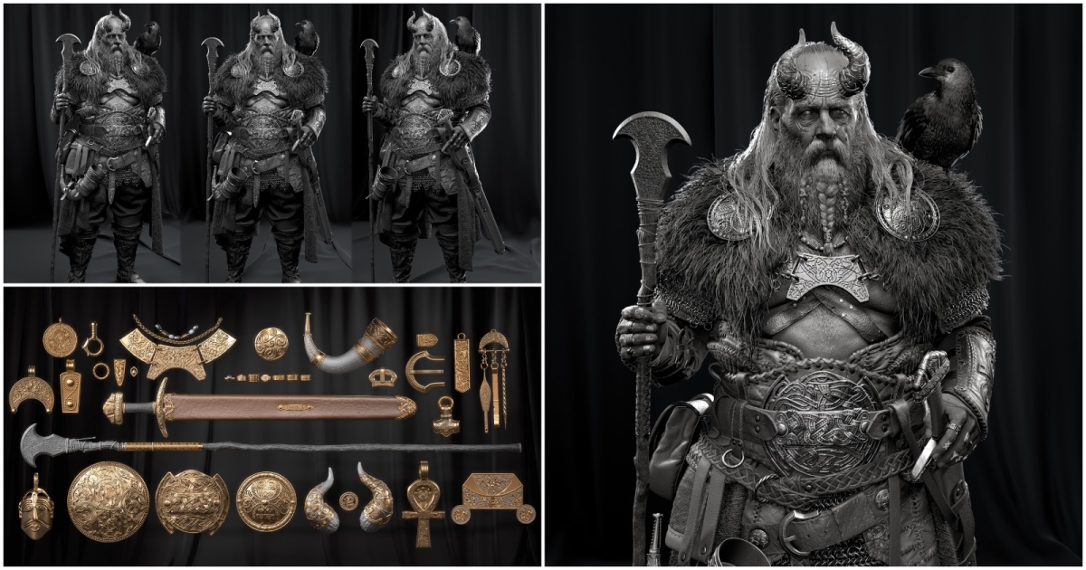 High-Poly Odin Model Inspired by God of War Ragnarök