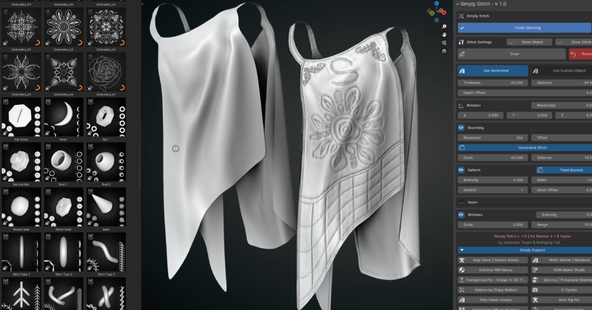 Leverage Your 3D Fashion Designs With This Stitching Blender Add-on