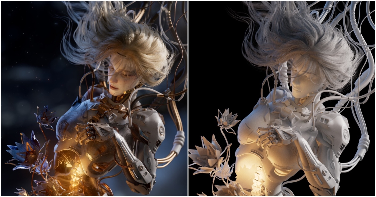 Learn how to create a beautiful, dreamy cyborg in 3D